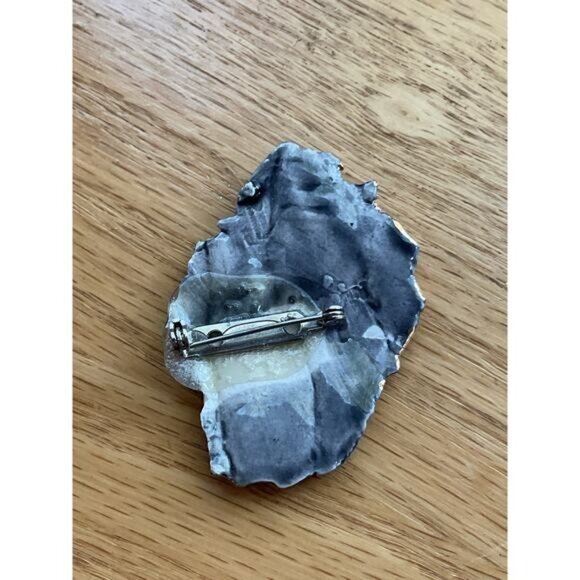 Abstract Metallic Silver & Gold Brooch Pin With Textured Design - Picture 2 of 4